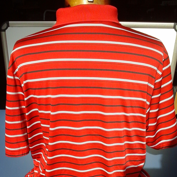 Adidas ClimaLite Red Stripe Men's Polo Shirt Large - Picture 2 of 5